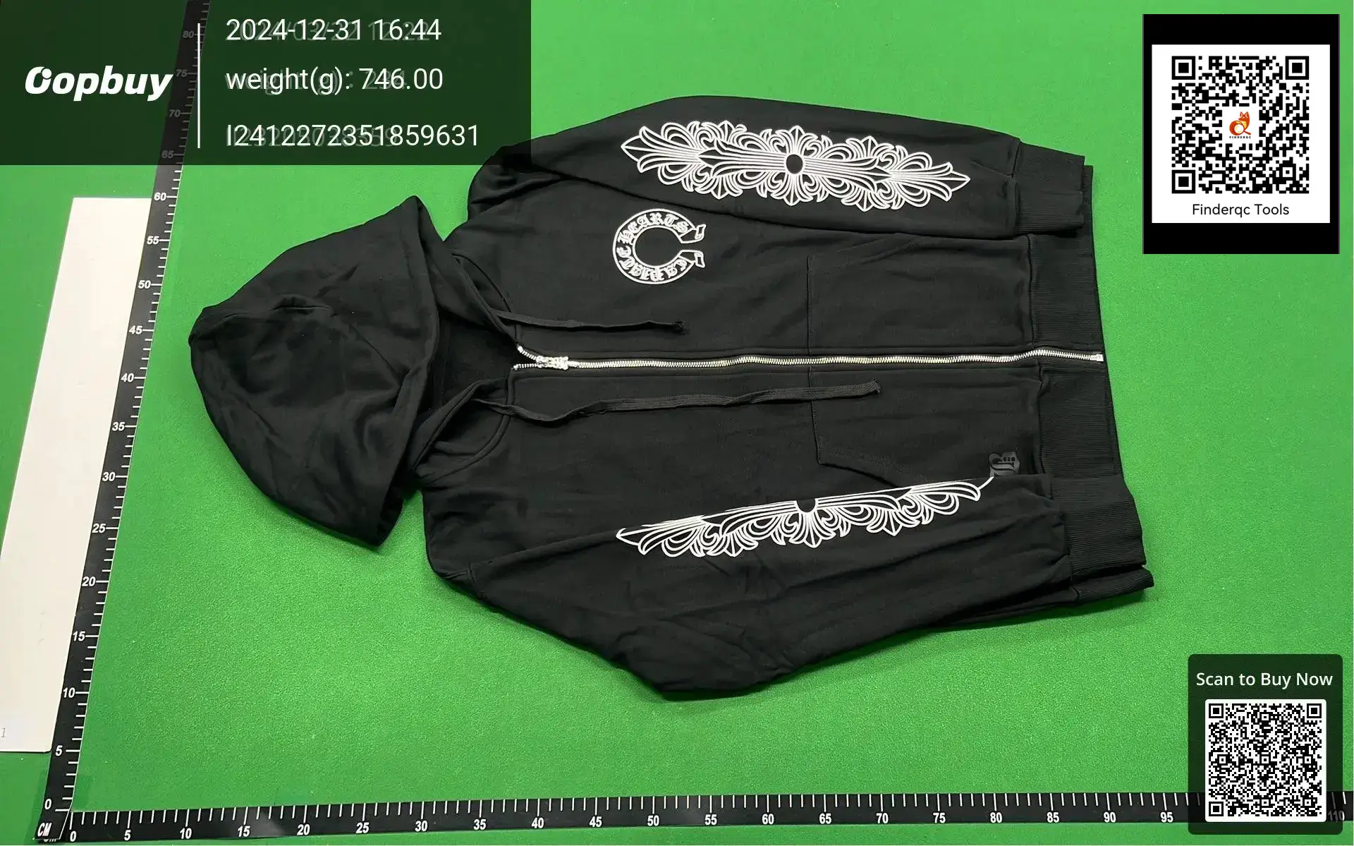 Chrome Hearts Black Cross Print Hooded Zipper Cardigan