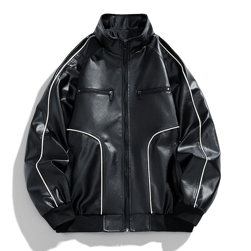 2025 American Leather Jacket Men's Spring and Autumn Street Aviator Biker Suit Trendy Brand Jacket for Men