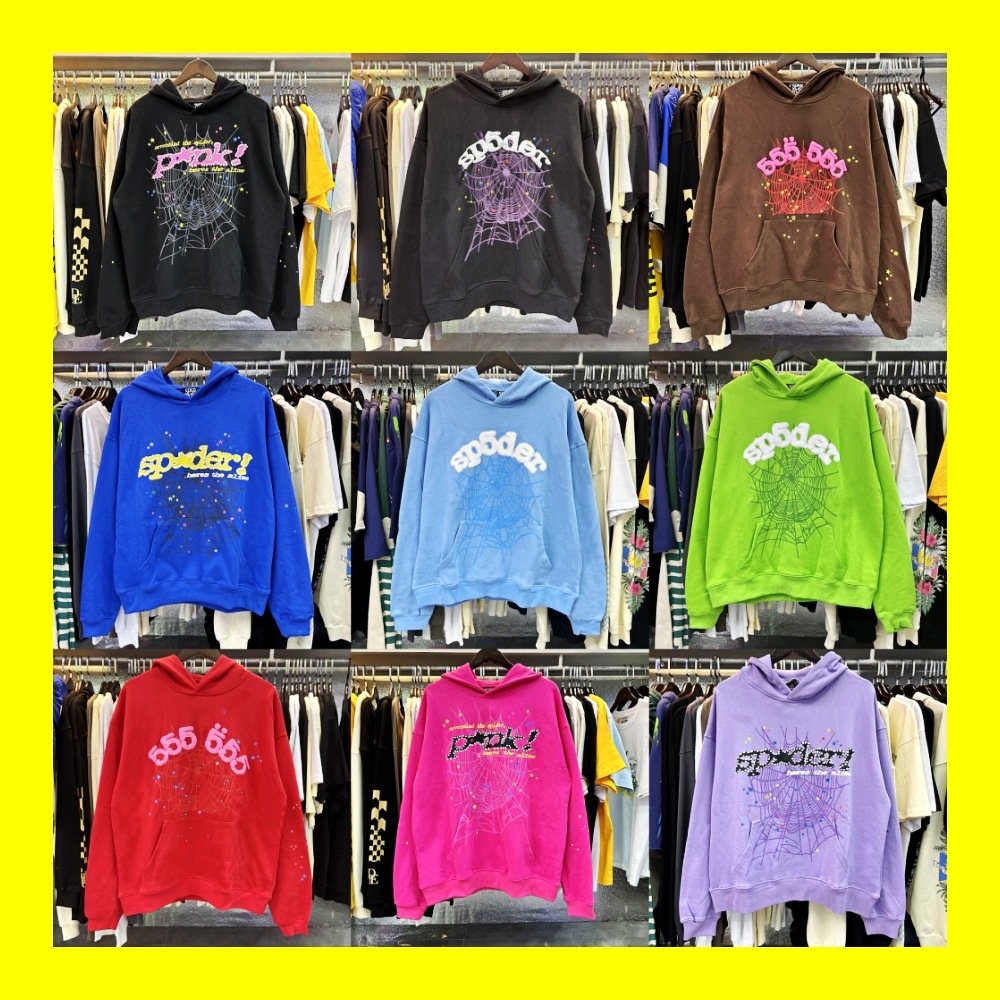 Sp5der European and American hip hop singer same style foam letter 555555 printed men and women couple sweater hoodie fashion Foto QC de 1688 na Qualit.ly