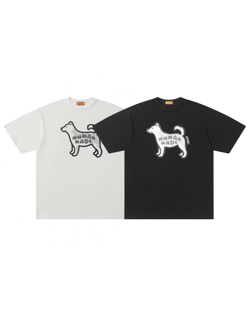Summer Trendy Brand Ink Wash Duck 250g Bamboo Cotton Short-Sleeve T-Shirt Loose Fit Unisex Couple Style