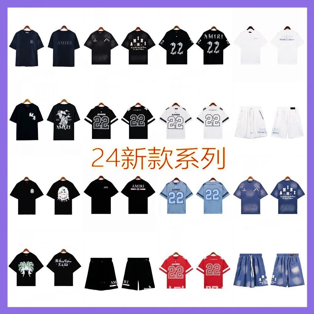 外贸Amri高版本卡通印花运动休闲宽松圆领短袖T恤卫衣秋冬