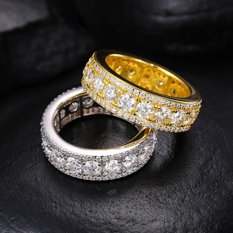 Mst Bling S925 Silver Moissanite Full Diamond European and American Trendy Hip-Hop Personalized Ring Moissanite Ring