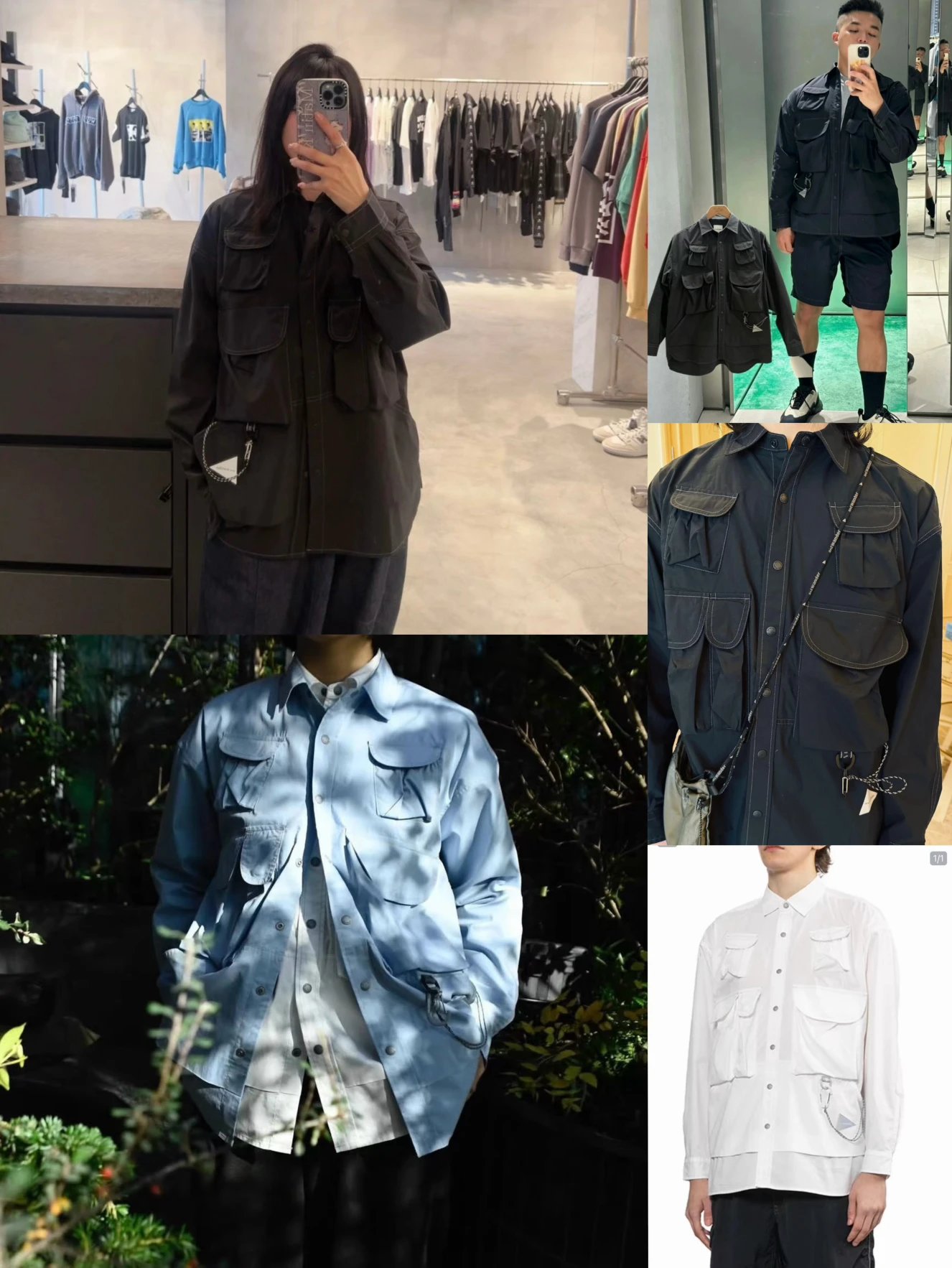 【原厂现货到了】and wander户外机能多口袋工装衬衫男女款速干长袖衬衫