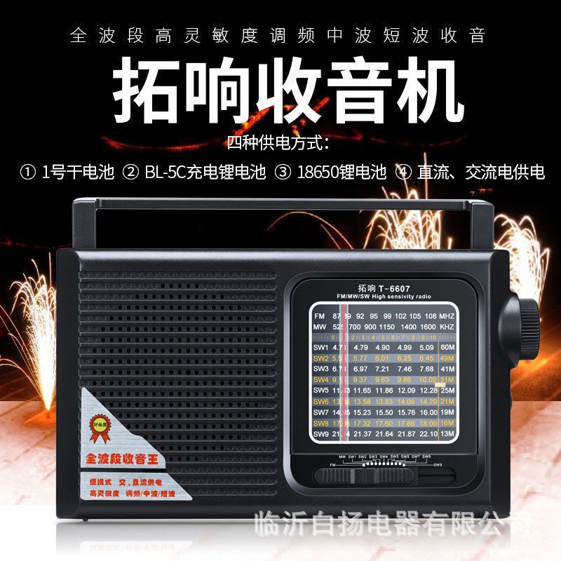 Topsing 6607 full band large radio portable wholesale retro large volume multi-function for the elderly