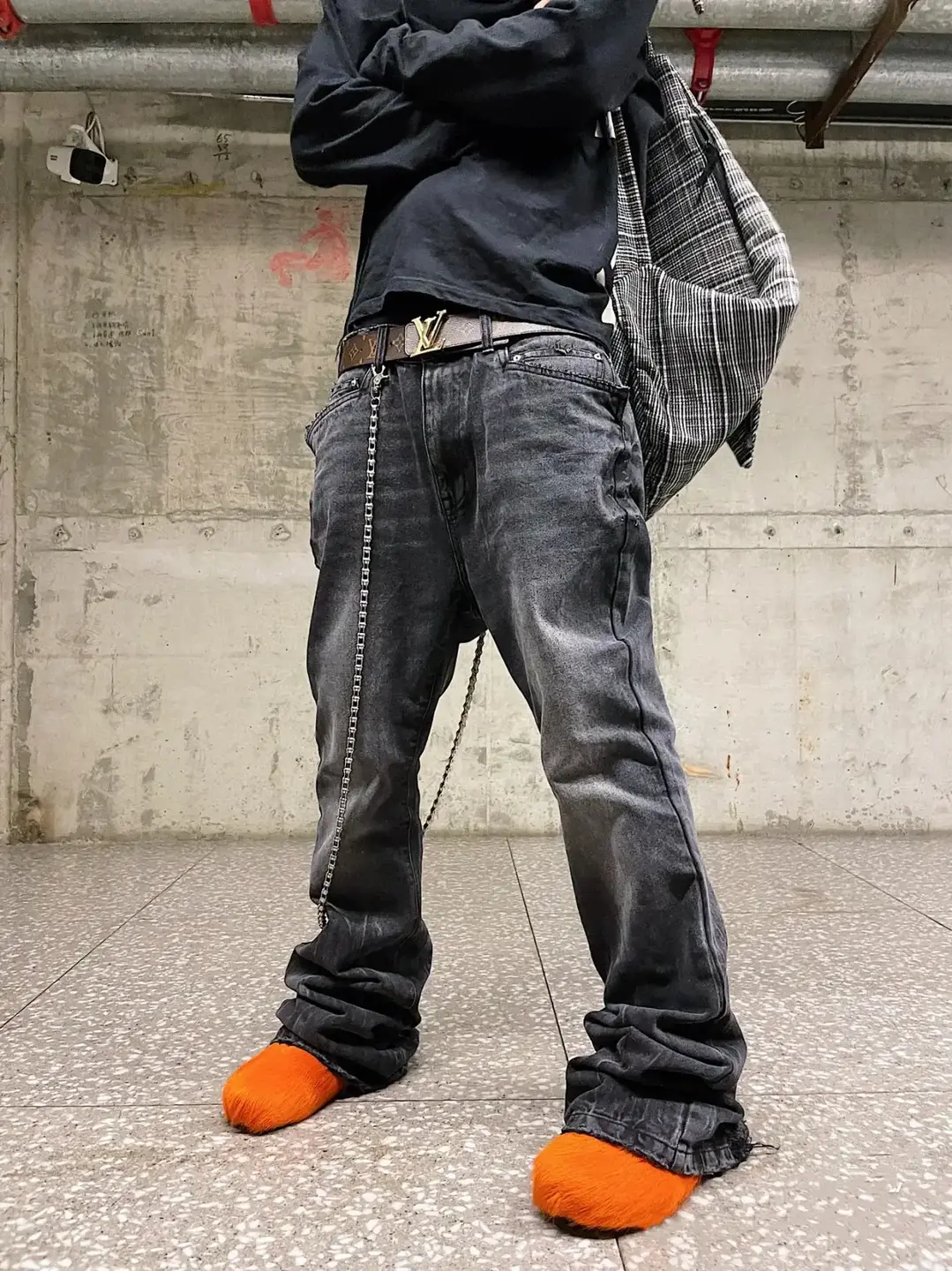 American-style washed black and gray distressed micro horn men's and women's high street casual jeans 91yxng same style trousers