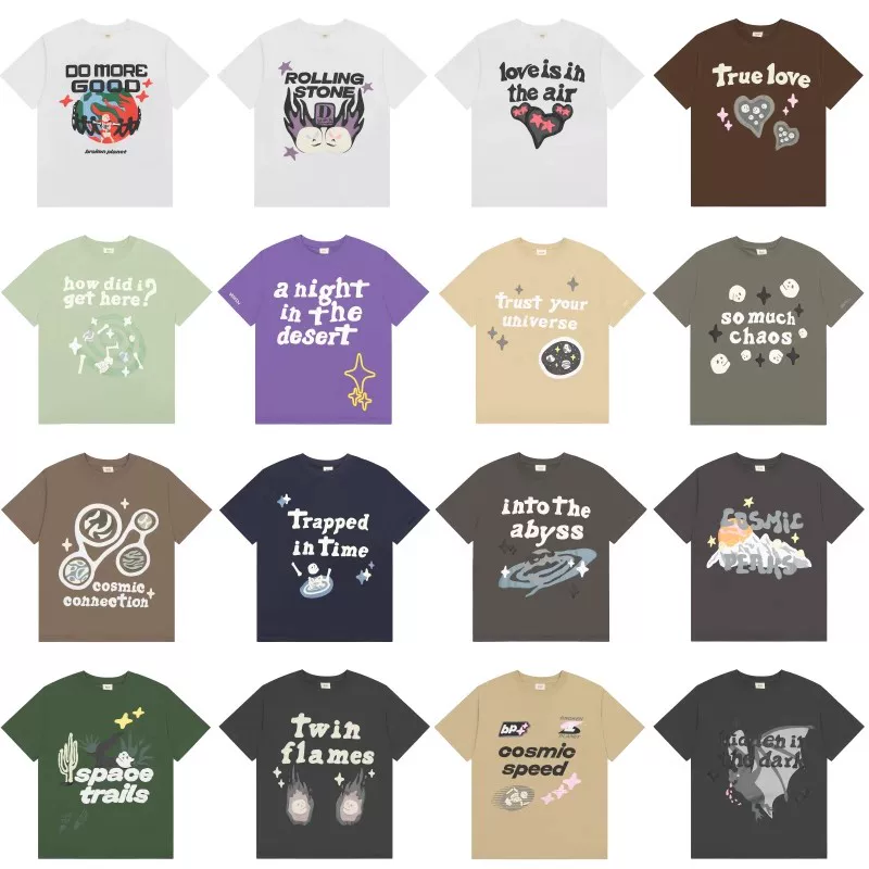 American Trendy Brand Broken Men's Short-Sleeved T-Shirt Planet Summer ins High Street Bpm Loose Women's Top