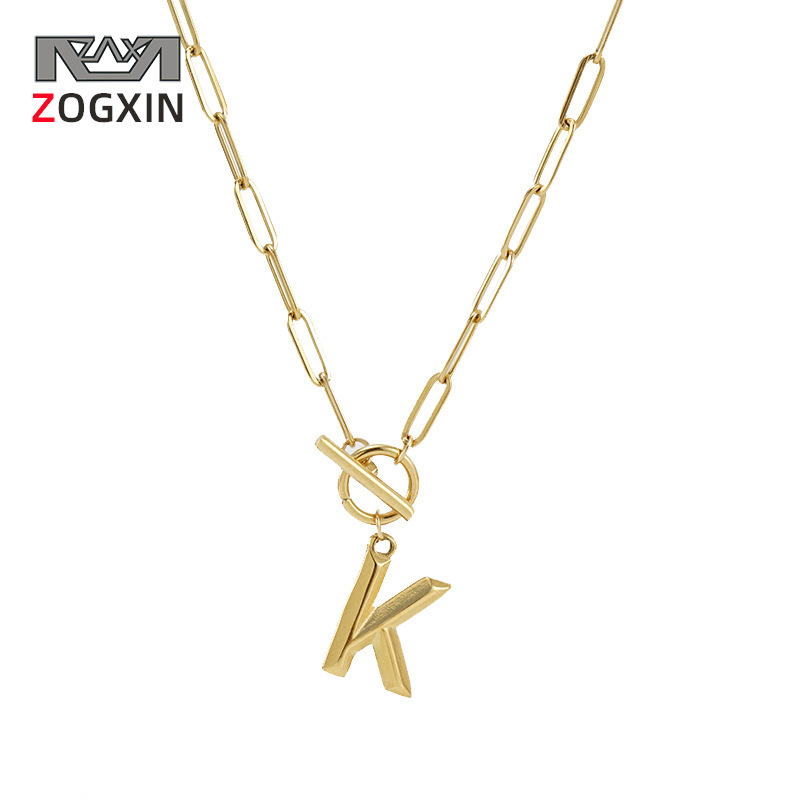 Cross-border Letter Necklace Women's Titanium Steel Simple Clavicle Chain European and American 18K Gold Stainless Steel Joker Letter Necklace Jewelry