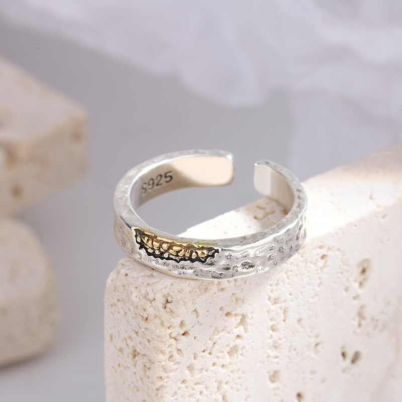 New Vintage Old High-grade Sense Hidden Gold Ring Sexual Cold Style Ins Fashionable Finger Ring Open Creative Finger Ring