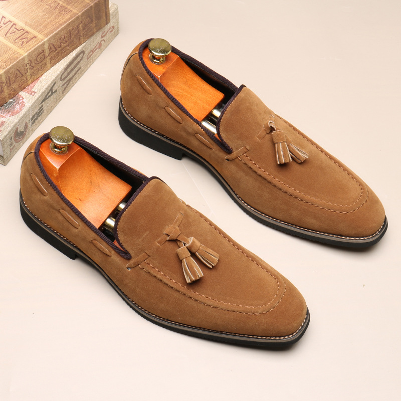 8609 Loafers Men's Tassel Loafers Pointed-toe Lazy Casual Slip-on British Trendy Shoes