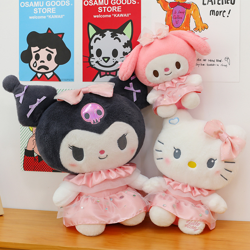 Foreign Trade Popular Cherry Blossom Skirt Cartoon Cute Melody Plush Toy Doll for Girlfriend Birthday Gift Wholesale