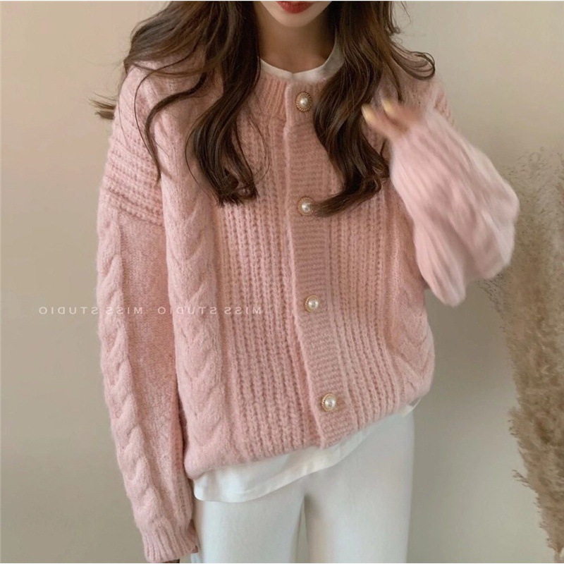 Korean Style Gentle Twist-Knit Sweater Women's Jacket 2026 Autumn and Winter New Loose Soft and Elegant Knitted Cardigan Women's Fashion Trend