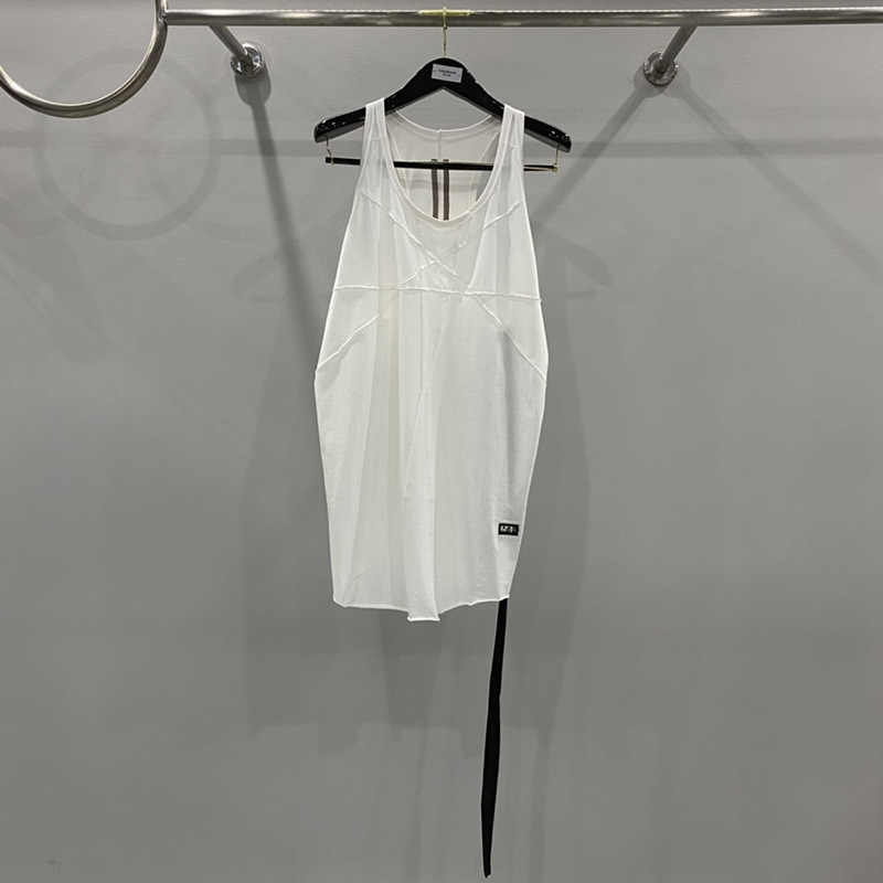 Subhuman Men's Style | Drk Ribbon Splicing Tank Top, Same Style for Men and Women Couples, 3 Colors, Short-Sleeved, Pure Cotton