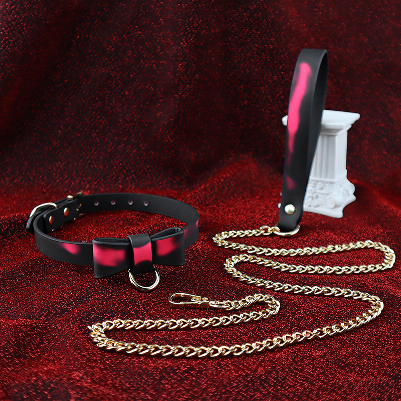 Sexual Flirting Props, Bowknot Temperature-Changing Collar, Sm Adult Products, Butterfly Collar with Leash