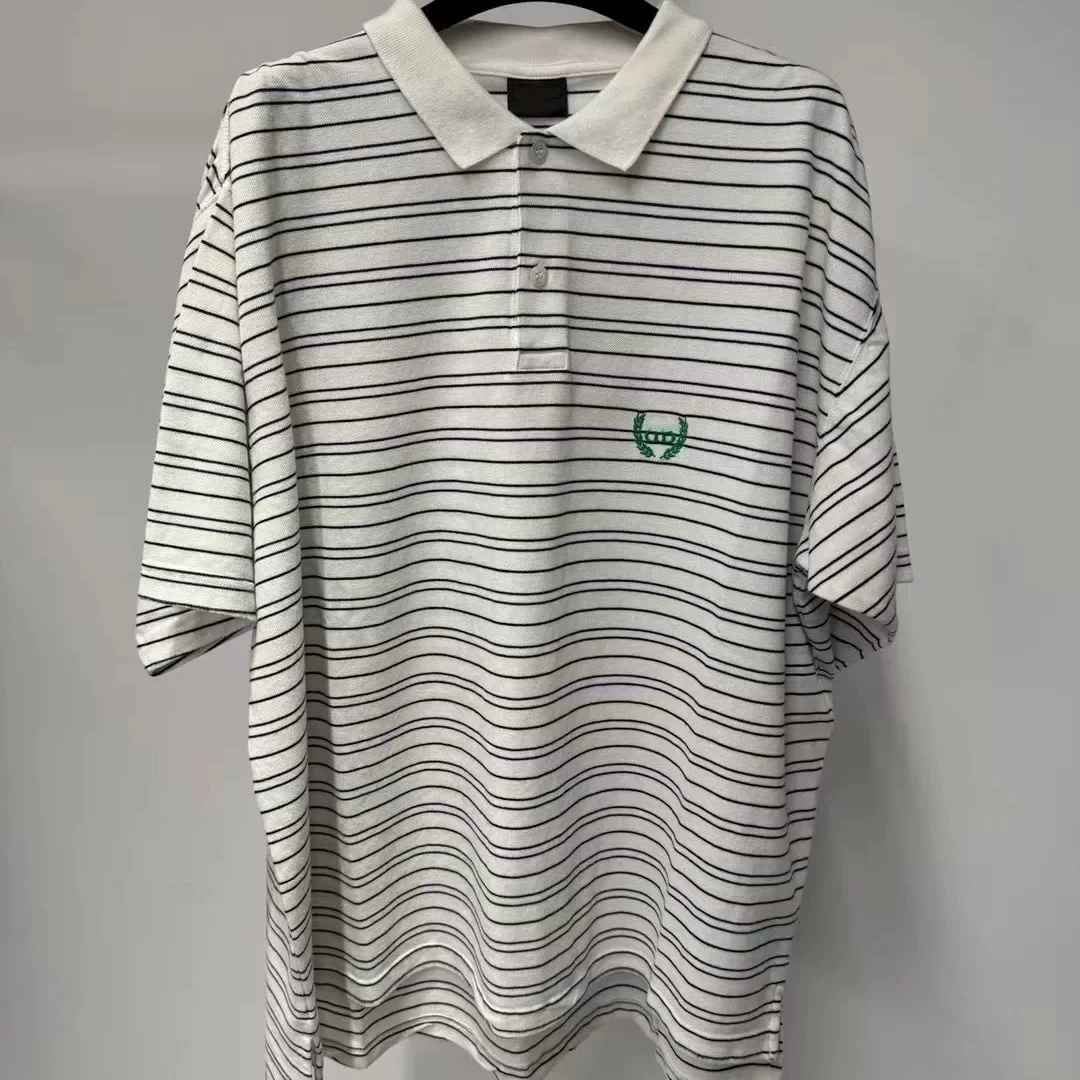 Ceiling direct shooting 25ss summer new wheat stripe grid POLO shirt trendy brand short sleeved men and women