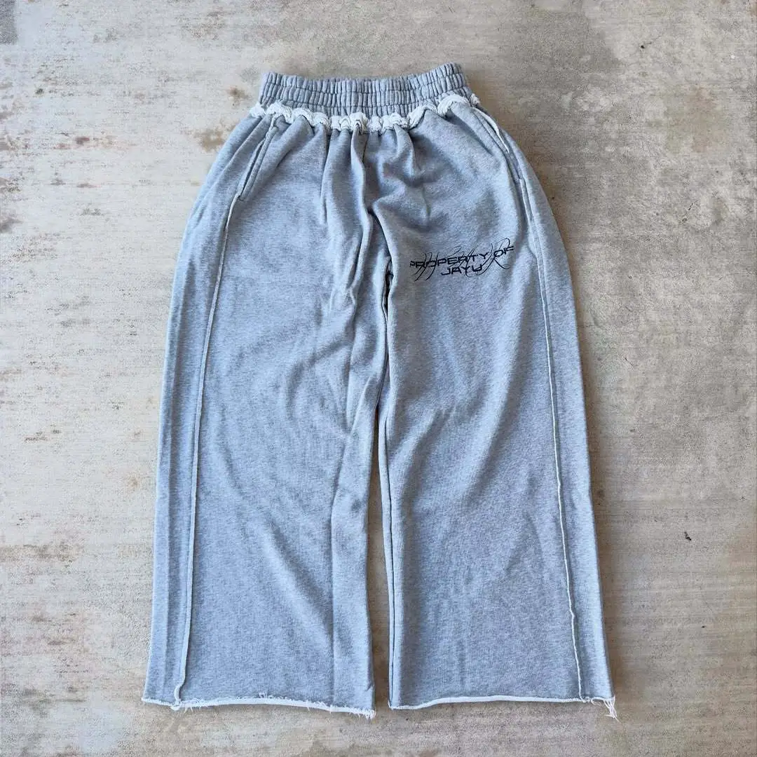 2025 New Autum Lace Design Waist Loose Casual Pants Slimming Look Contrasting Wide-Leg Draped Floor-Length Pants