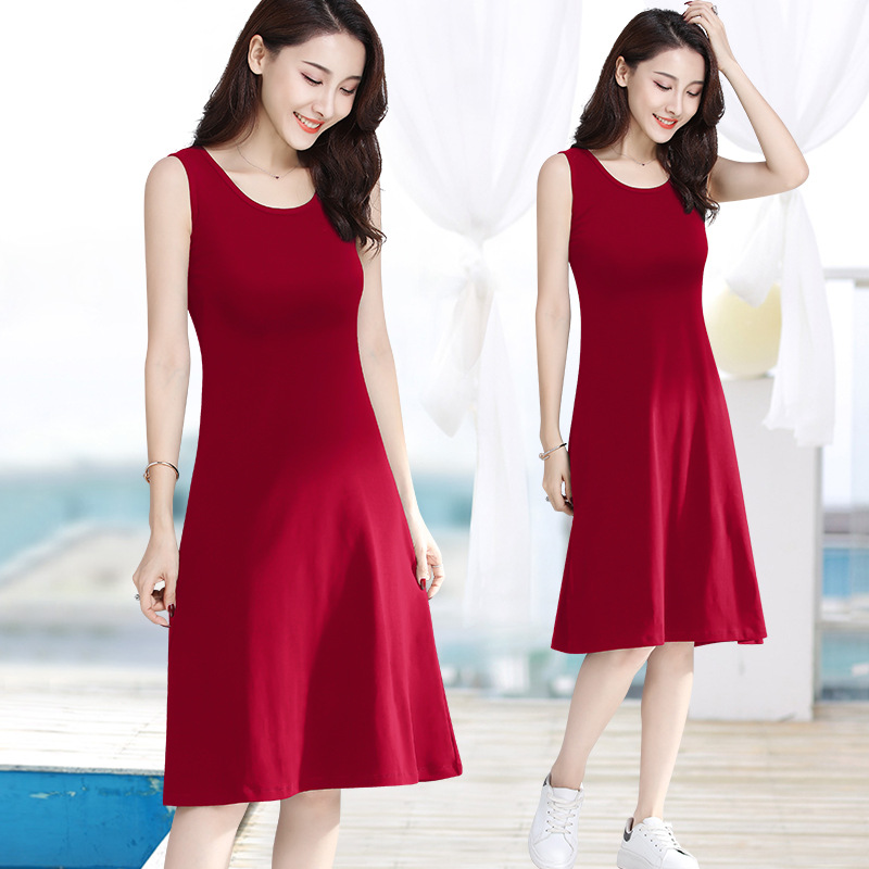 Women's Summer Slim-fit Slimming Simple A- line Beach Dress