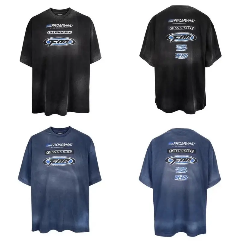 Far archive loose washed distressed short sleeve retro Hong Kong style niche over size fashion brand half sleeve t-shirt