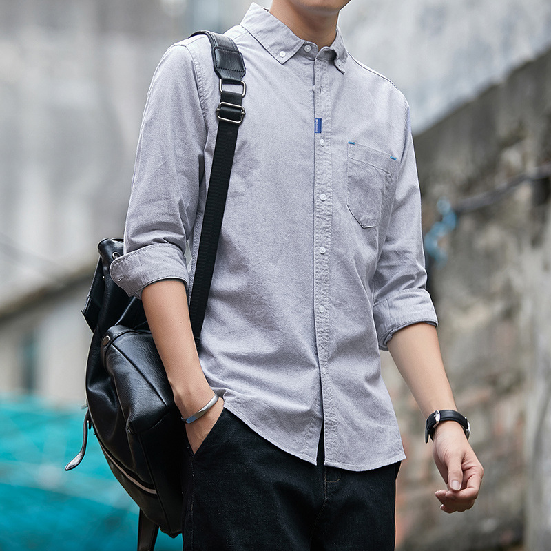 Men's Long-Sleeved Oxford Cotton Shirt 2025 New Autumn and Winter Washed Cotton Men's Shirt