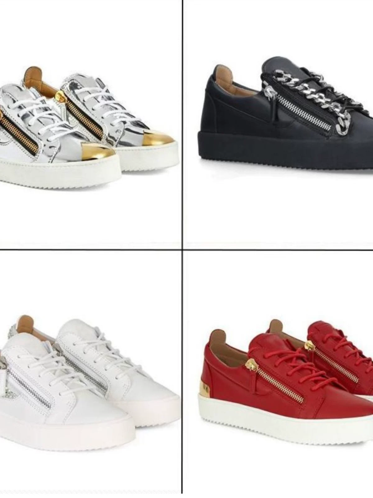 Spring and Autumn Fashion Agz Men's Shoes Casual Flat Zipper Metal Chain Lace-Up Low-Top Versatile Thick-Soled Women's Shoes
