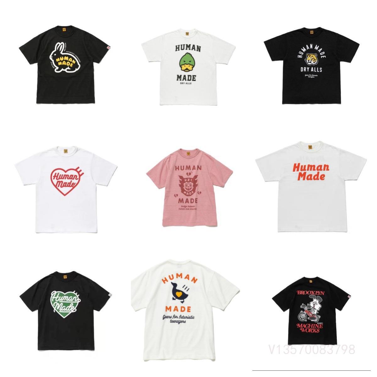 Cross-border Trendy Brand HUMAN MADE high quality Slub Cotton Digital Printing Short-sleeved Unisex T-shirt