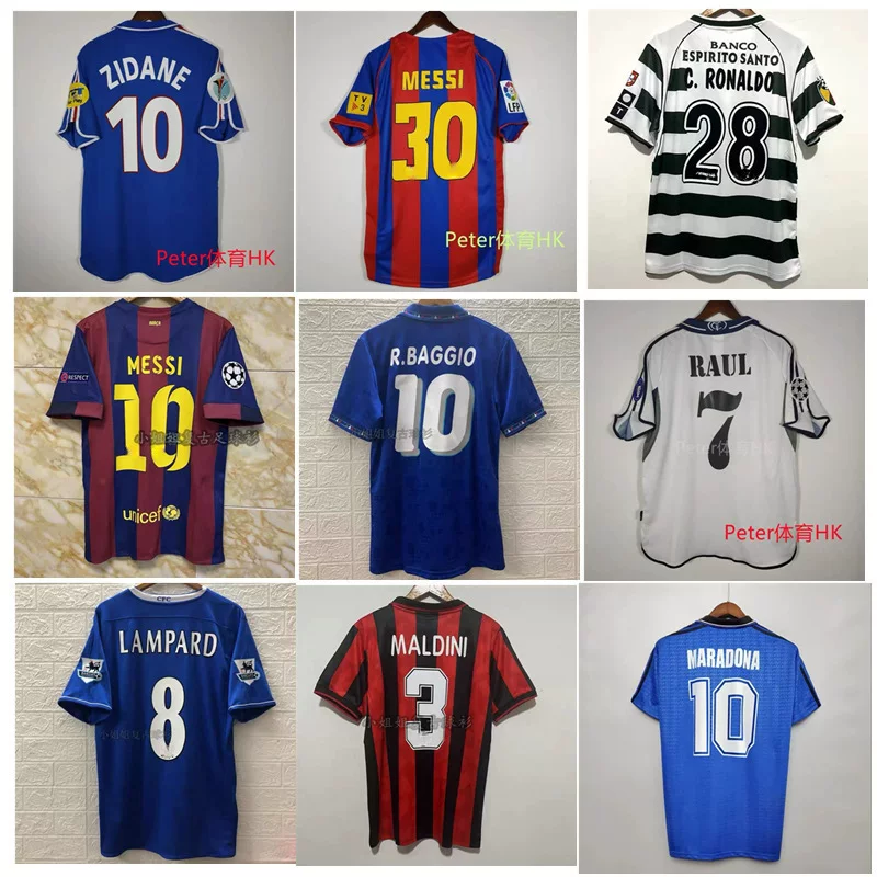Retro Jersey Football Uniform Classic Barcelona Lisbon Ac Ronaldo Messi Maradona Baggio Jersey