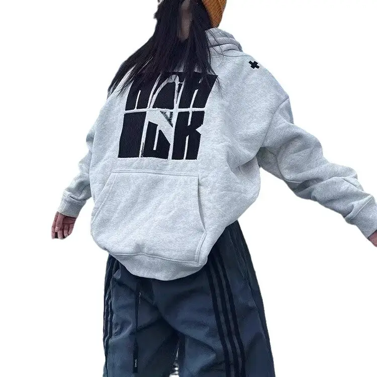 American-style High Street Letter Hooded Sweatshirt Women's 2024 Autumn and Winter New Street Style Loose All-match Couple Jacket