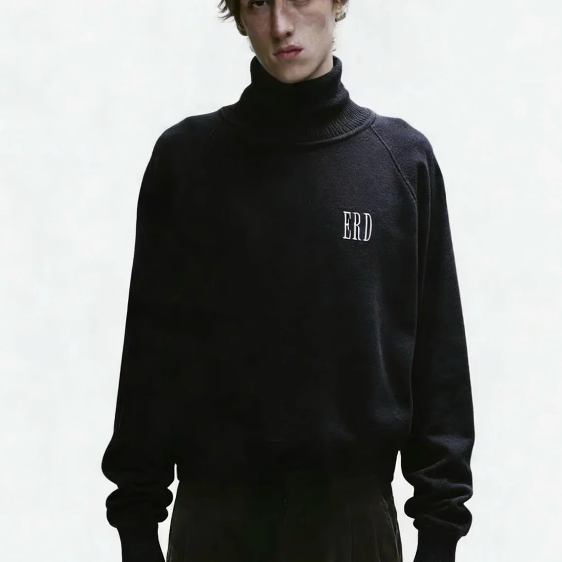 {Cloud Touch} Erd Co-Branded Turtleneck Embroidered Sweater 100% New Zealand Wool Base Layer, the Melancholic Rich Kid
