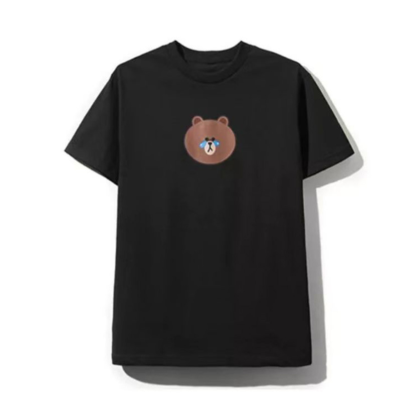 Tide Letter ASSC Bear Smiley Print Men's and Women's Couple Short Sleeve Hip Hop Loose Backing Shirt Cross-border One-Piece Hair