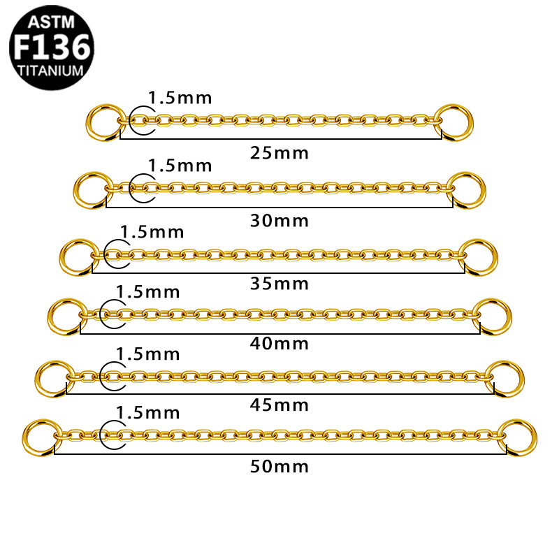 Gabe European and American Cross-Border F136 Titanium Chain Nose Stud Nose Chain Body Piercing Jewelry Accessories