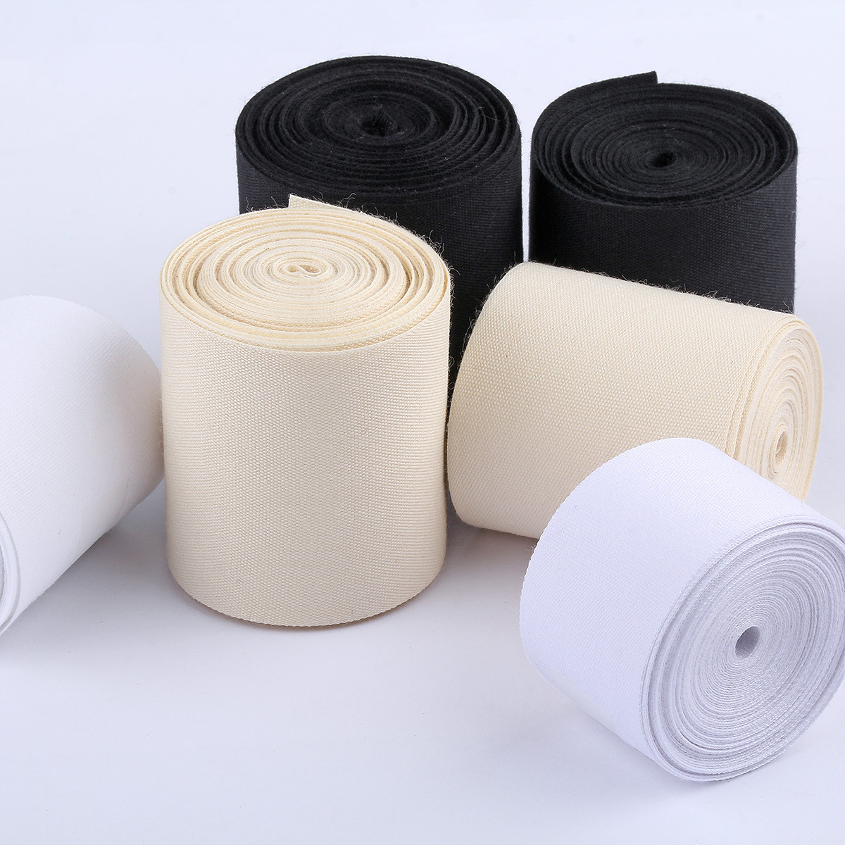 in stock Plain Cotton Belt This White Black Cotton Logo Ribbon Hedge Can be Printed Full Cloth Cotton Printing Belt