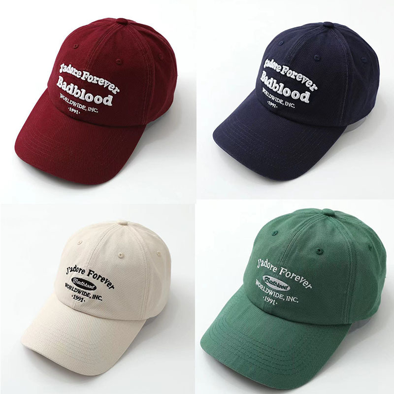 Zhou Yutong and Ouyang Nana's Same Style Letter Embroidery American Retro Korean Badblood Bcac Baseball Cap Duck