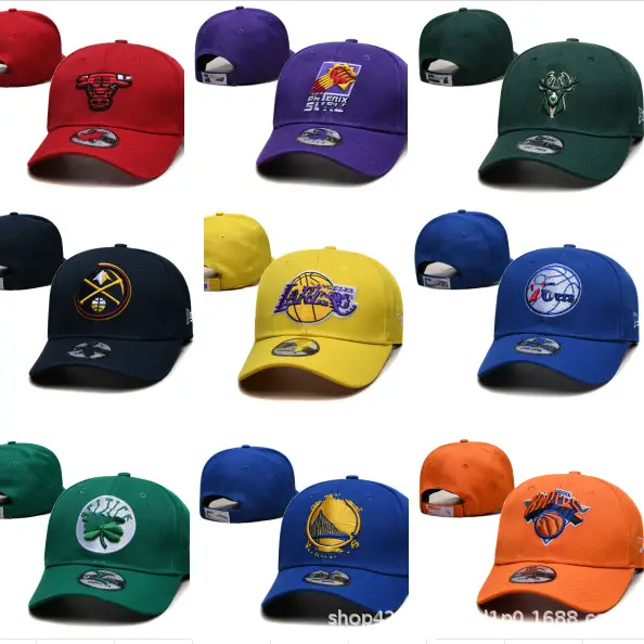 2024 New Basketball Team Embroidered Peaked Cap American Hip-Hop Fashion Men's and Women's Casual Velcro Baseball Hat