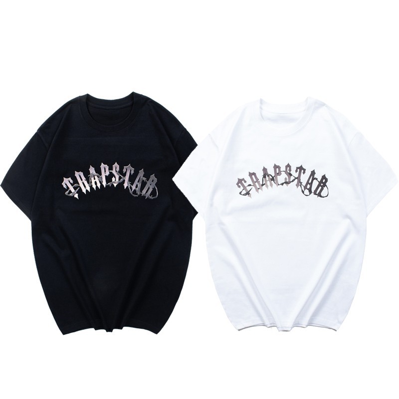 American High Street Trapstar Barbed Wire Arch Tee Men's and Women's Round Neck Loose Short-Sleeved T-Shirt Couple