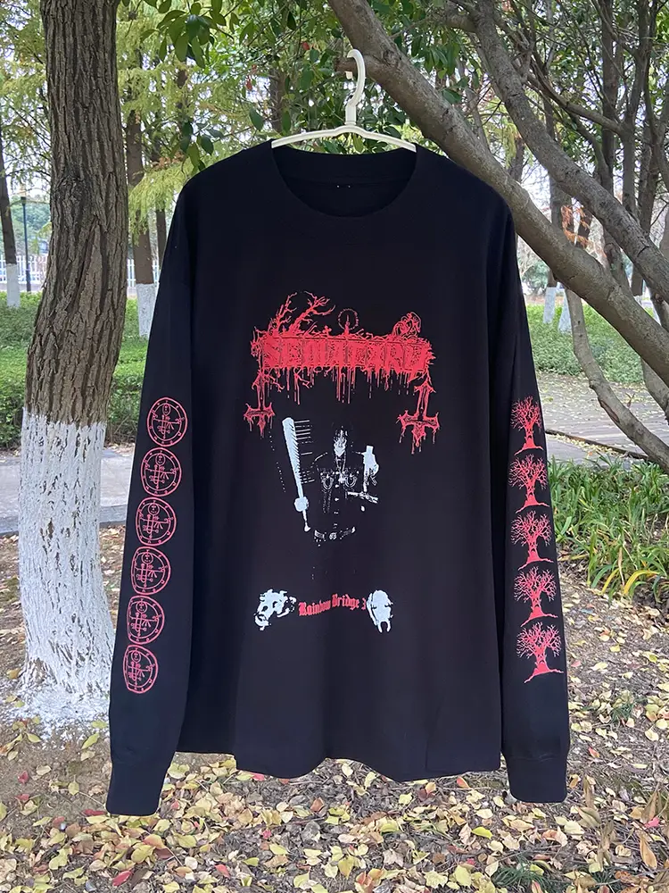 Haunted Mound_Sematary Portrait American Retro Heavyweight Wide Ribbed T-Shirt Long Sleeve