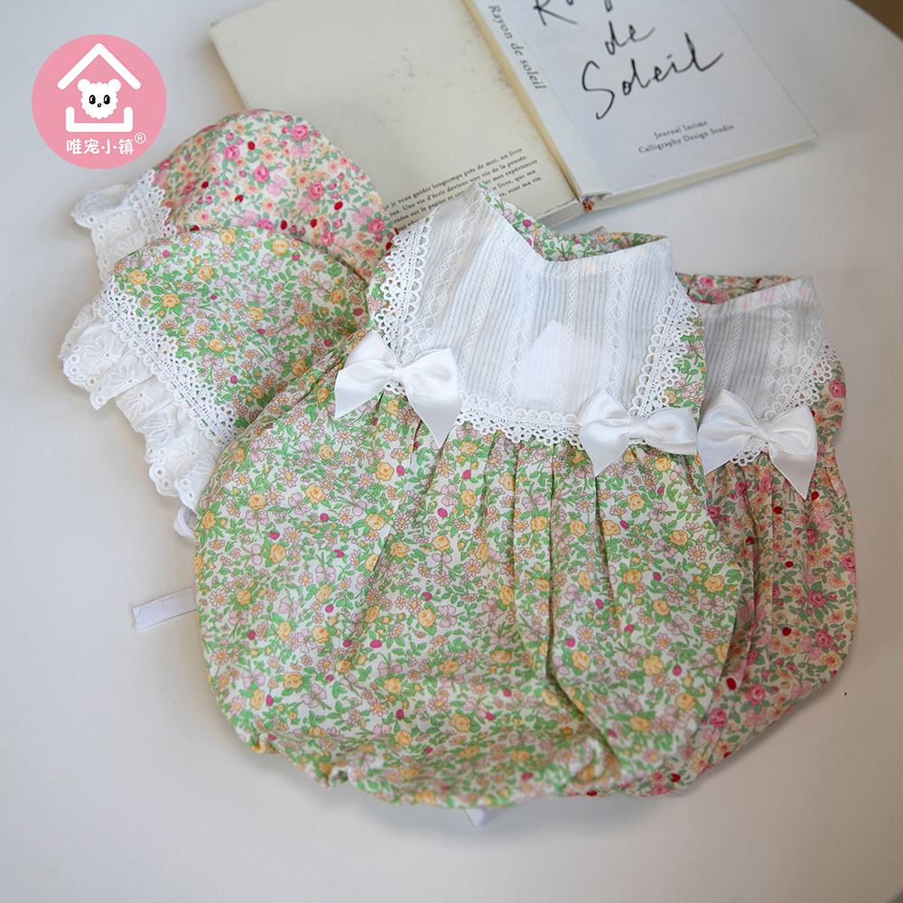 Wei Pet Town * spring and summer pastoral style floral print skirt pet clothes cat and dog clothing teddy bear coat