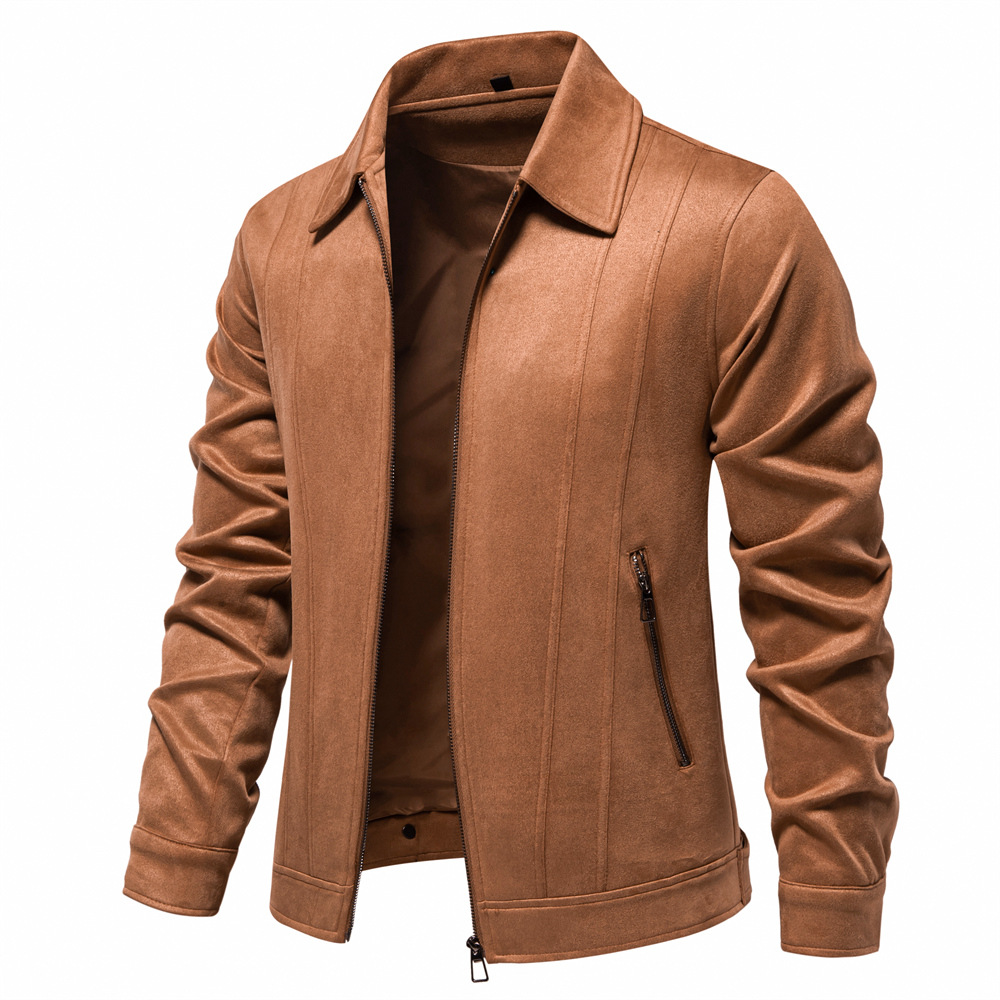 2024 Autumn and Winter New Lapel Jacket Men's Trendy Foreign Trade Fashion Men's Jacket Outdoor Men's Suede Jacket