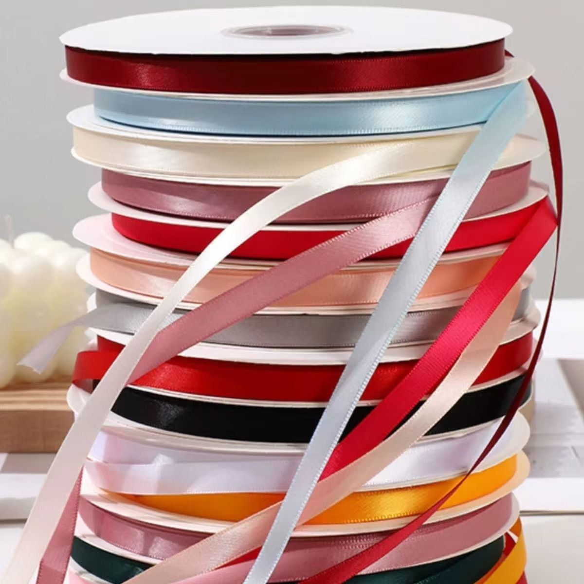 1cm Pure Color Polyester Ribbon Ribbon Cake Decoration Birthday Gift Packaging Gift Box Flower Ribbon Ribbon