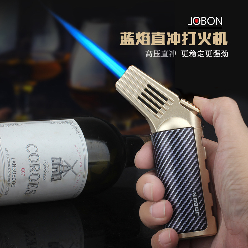 JOBON Zhongbang Direct Lighter New Style Personalized Wormwood Baking Blue Flame Inflatable Metal Cigar Lighter