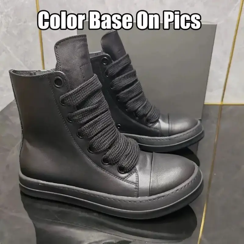 Ready Stock Casual Versatile High-Top Multi-Color Leather Milk-Scented High Street Fashion Shoes Men's and Women's Casual Sports Shoes