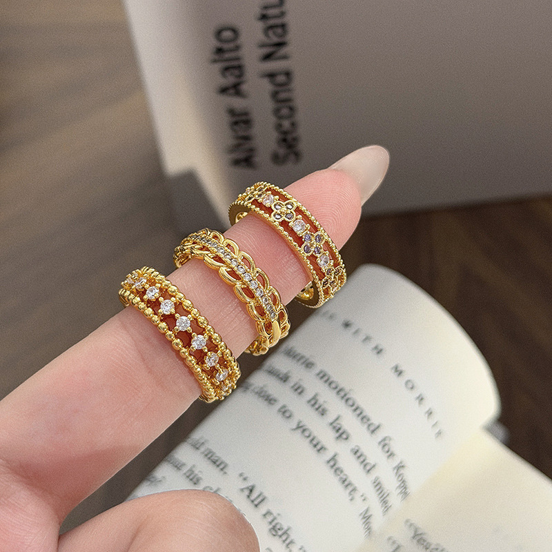 High-End, Stylish, Full Diamond Band Ring with Zircon, Open-Ended Ring, Exquisite, Versatile for Daily Wear, Stackable, Unique Ring