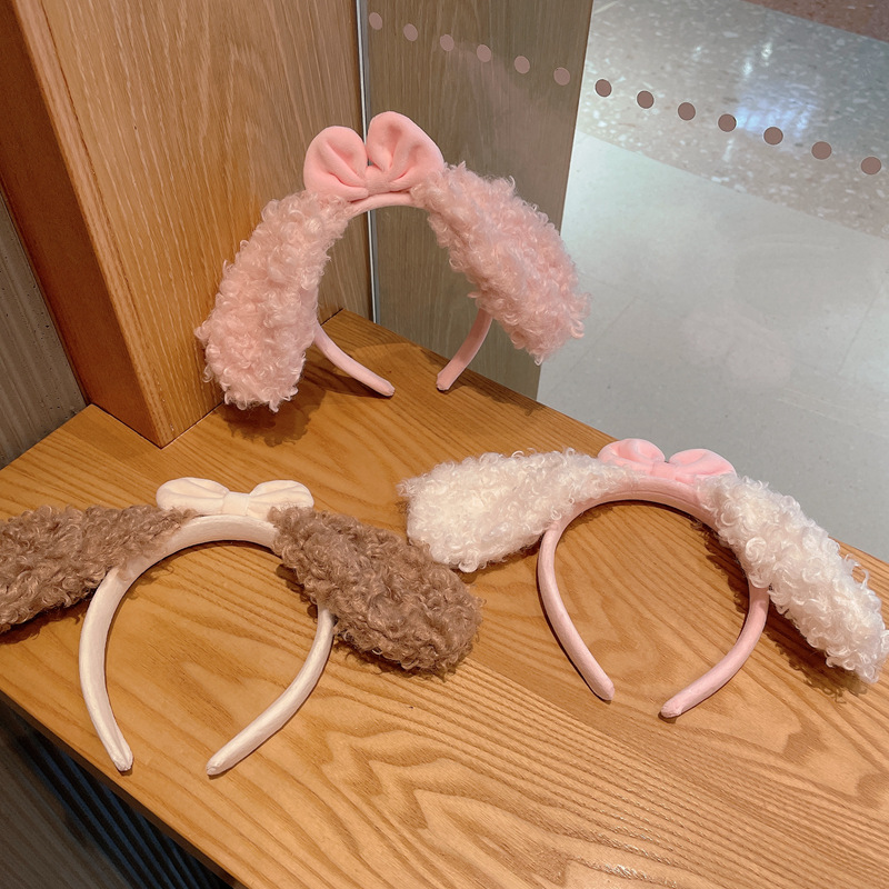 Sheep BAA sweet cute bow puppy ears hairband dog headband plush hairpin animal headdress
