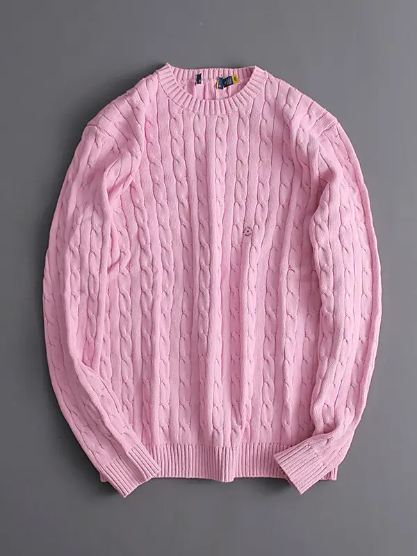 10 color new men's and women's long sleeve round neck Fried Dough Twists sweater loose sweater