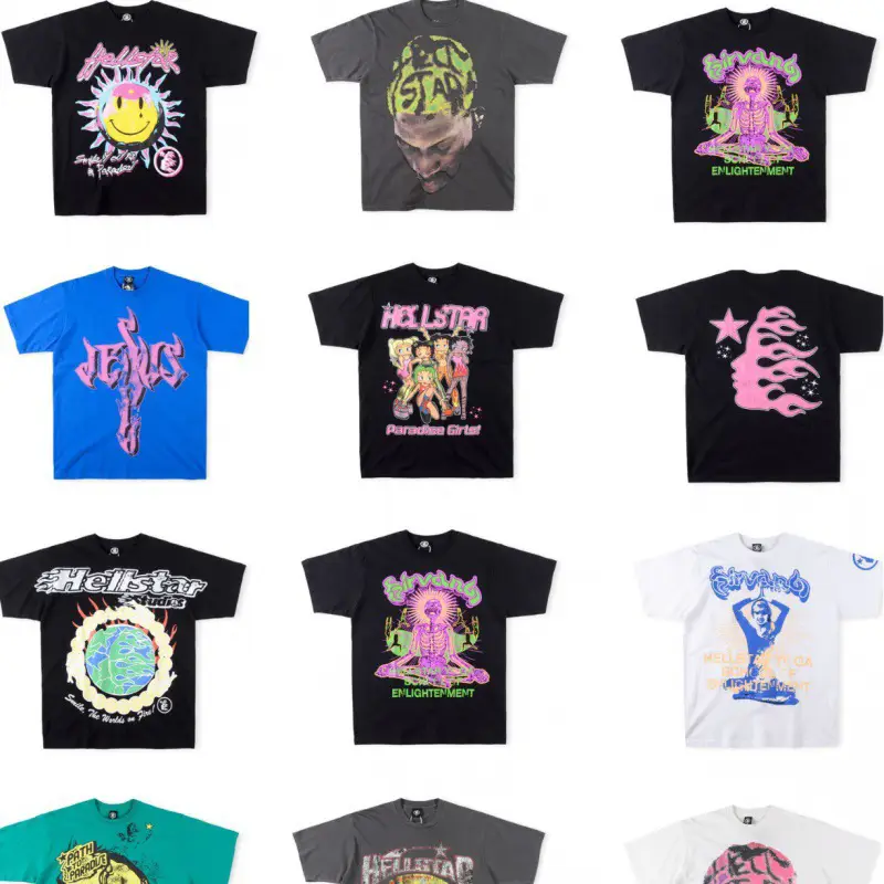 European and American Hell High Street Fashion Brand Short-Sleeved Men's and Women's Loose Retro Hell Star Printed T-Shirt Tee