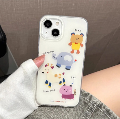 Elephant, Cat, Small Animals Suitable for Apple 17Promax Phone Case 1415 16 White Background 15Pro Cartoon 17