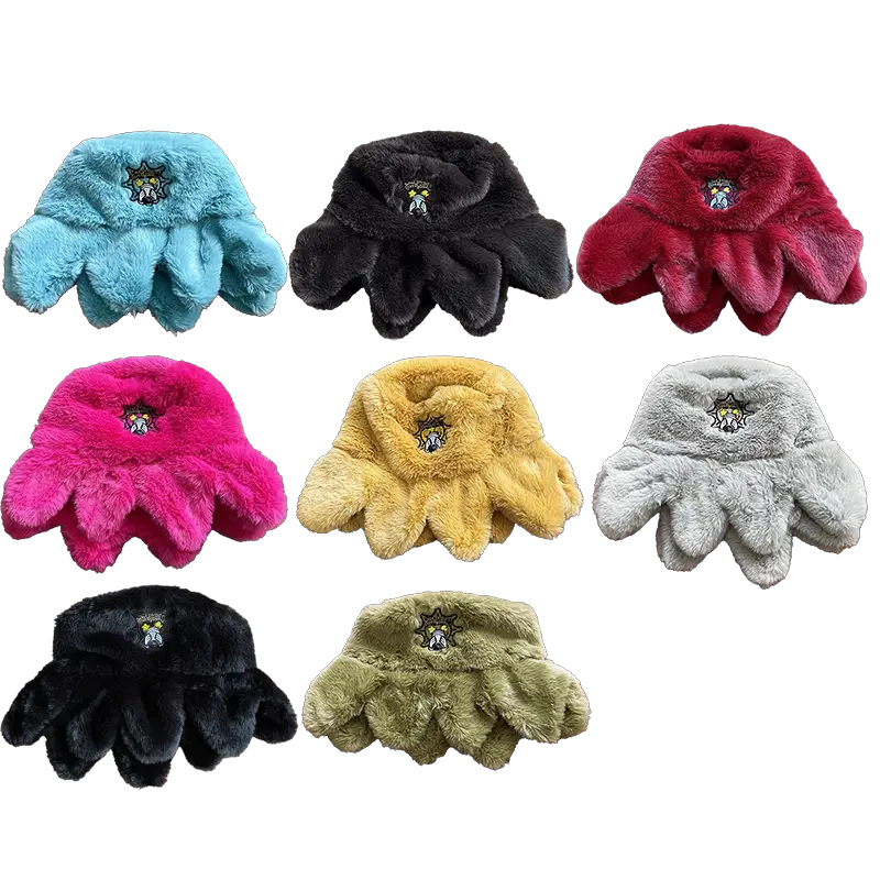 Glo Gang Cartoon Embroidered American Street Style Plush Warm Ear-Protecting Octopus Casual Hat Lei Feng Hat