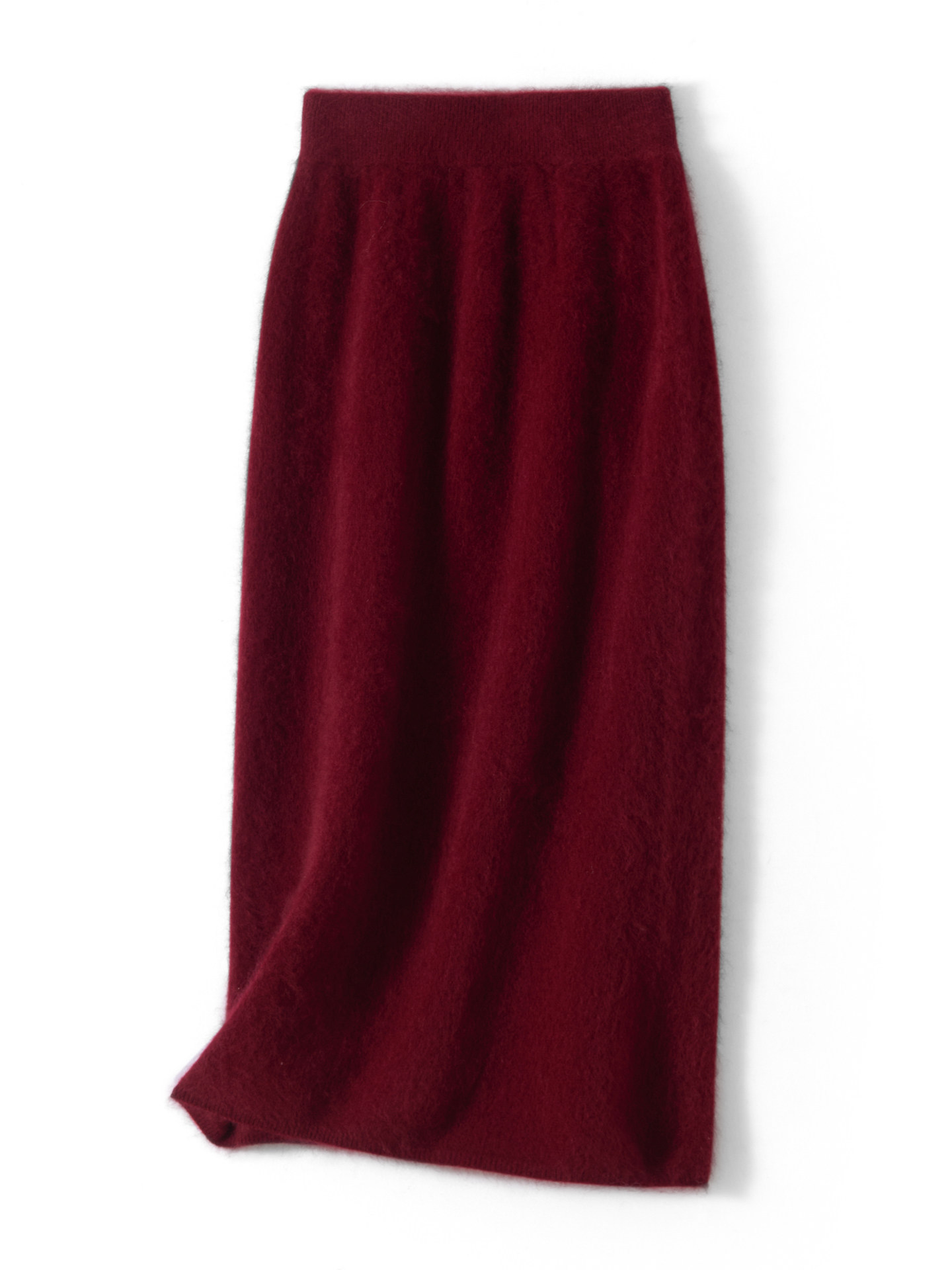 Gentle and Atmospheric Feel, Brushed 5% Cashmere + 95% Wool Half-Length Skirt, 2025 Autumn and Winter New Knit Long Skirt for Women, Straight Skirt