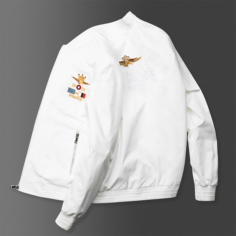 Fashionable Brand Vertical Collar Fashion Jacket Men's Spring and Autumn Loose Embroidery Fashionable Washed High-end All-match Men's Crock Jacket