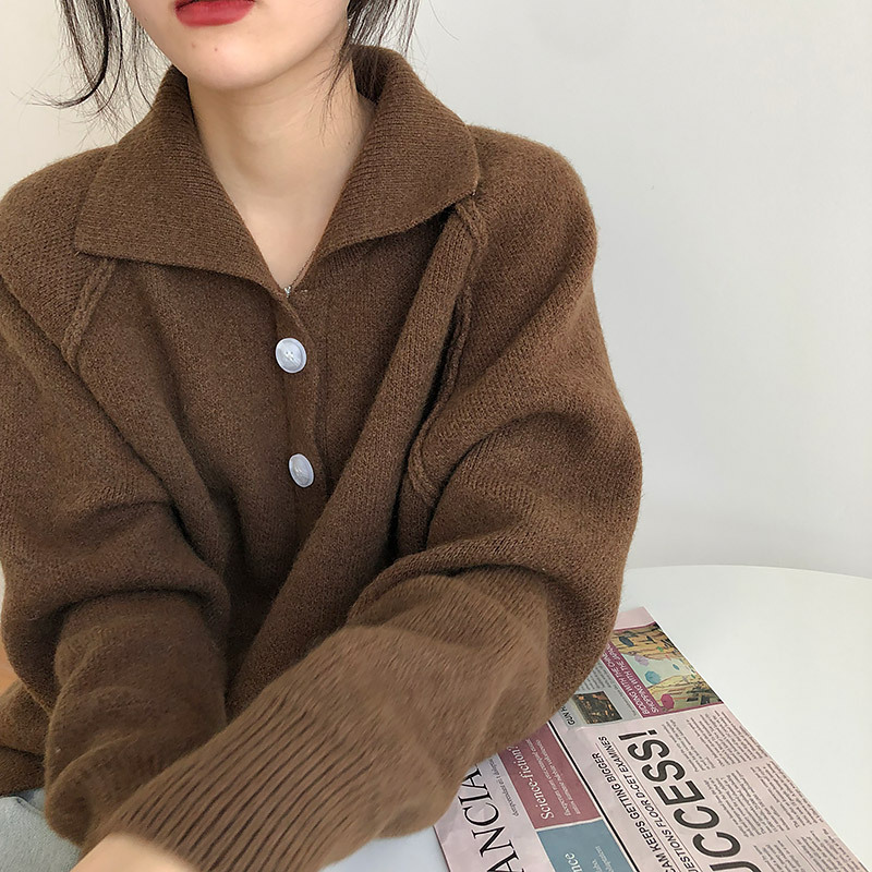 Korean-style Retro Western-style Loose Outer Wear Lazy Style Sweater Jacket Women's Autumn and Winter New Women's First-hand Supply