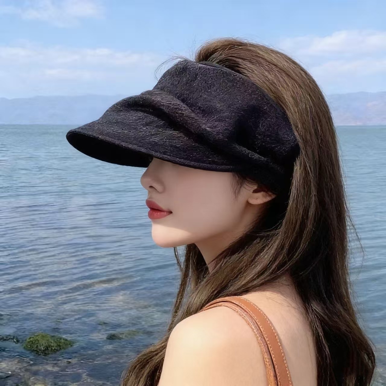 Summer New Style Mesh Hat with Pleated Brim, Open-Top Sun Protection Hat for Women, Outdoor Travel Sunshade, Uv Protection Sun Hat