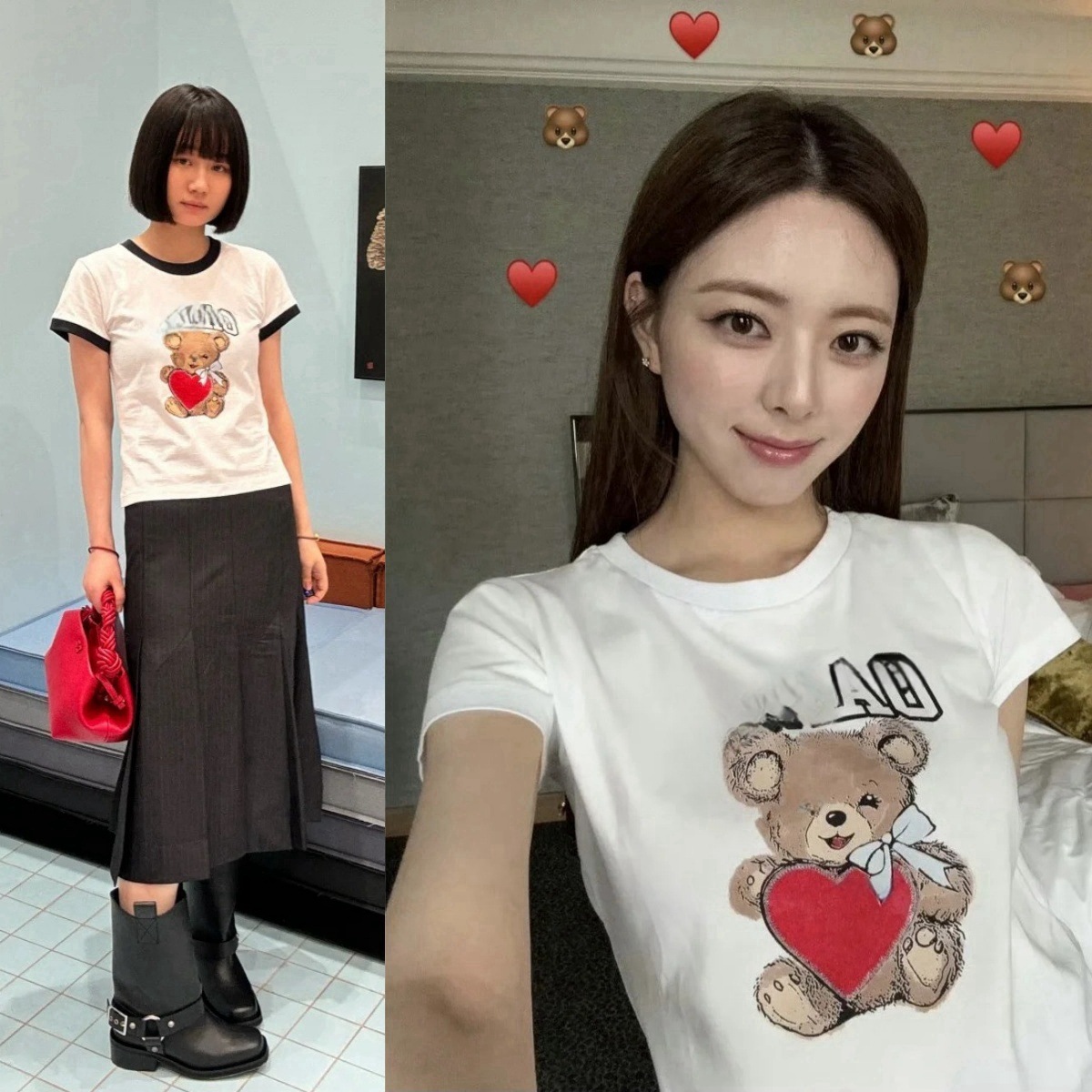 Ganni White Cotton Teddy Bear Heart T-Shirt